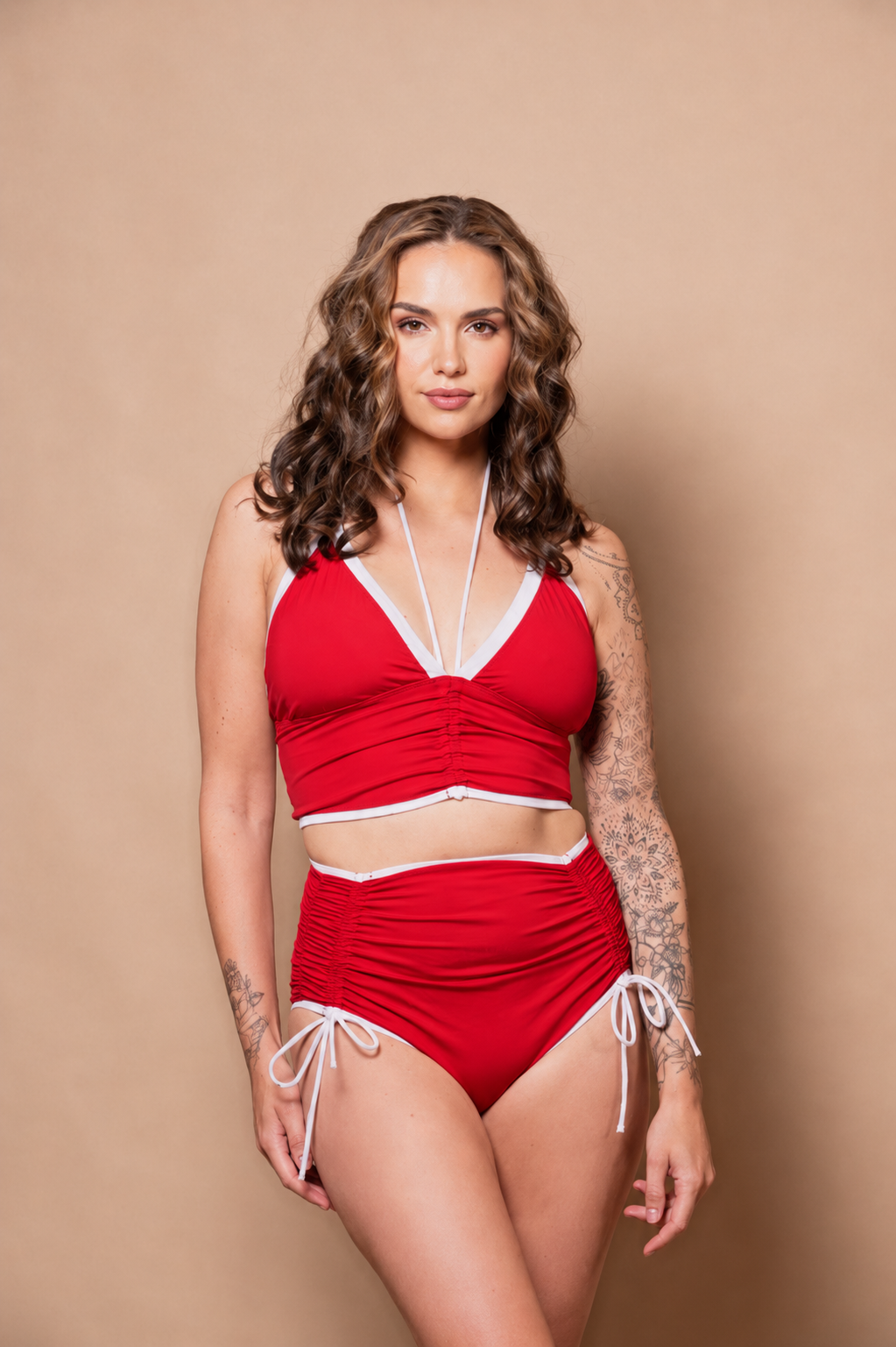 Azur Rood Verstelbare Bikini Slip