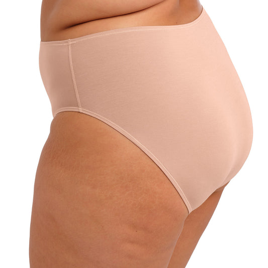 nude color smooth lingerie briefs against a white background