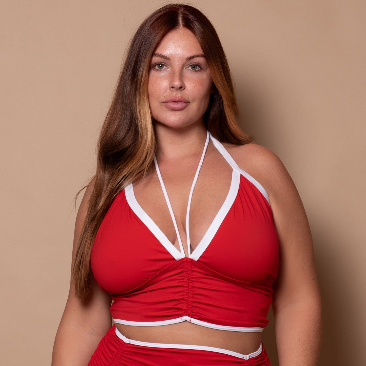 Azur Red Multiway Halter Bikini Top