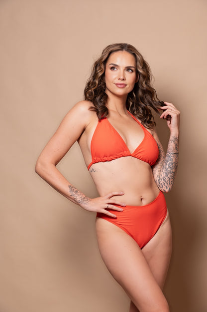 Azur Orange Triangle Bikini Top