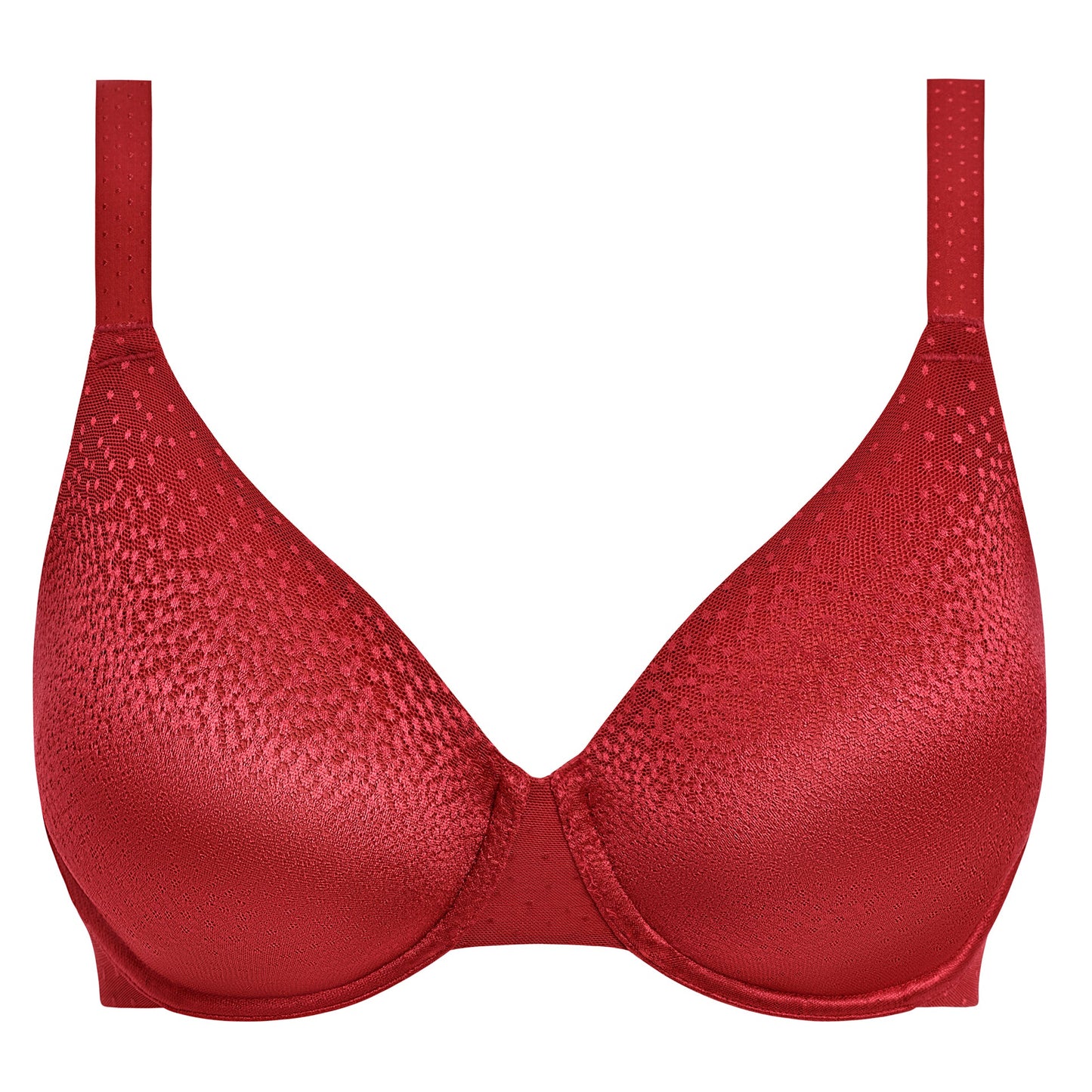 Red underwired contour bra with shiny dots