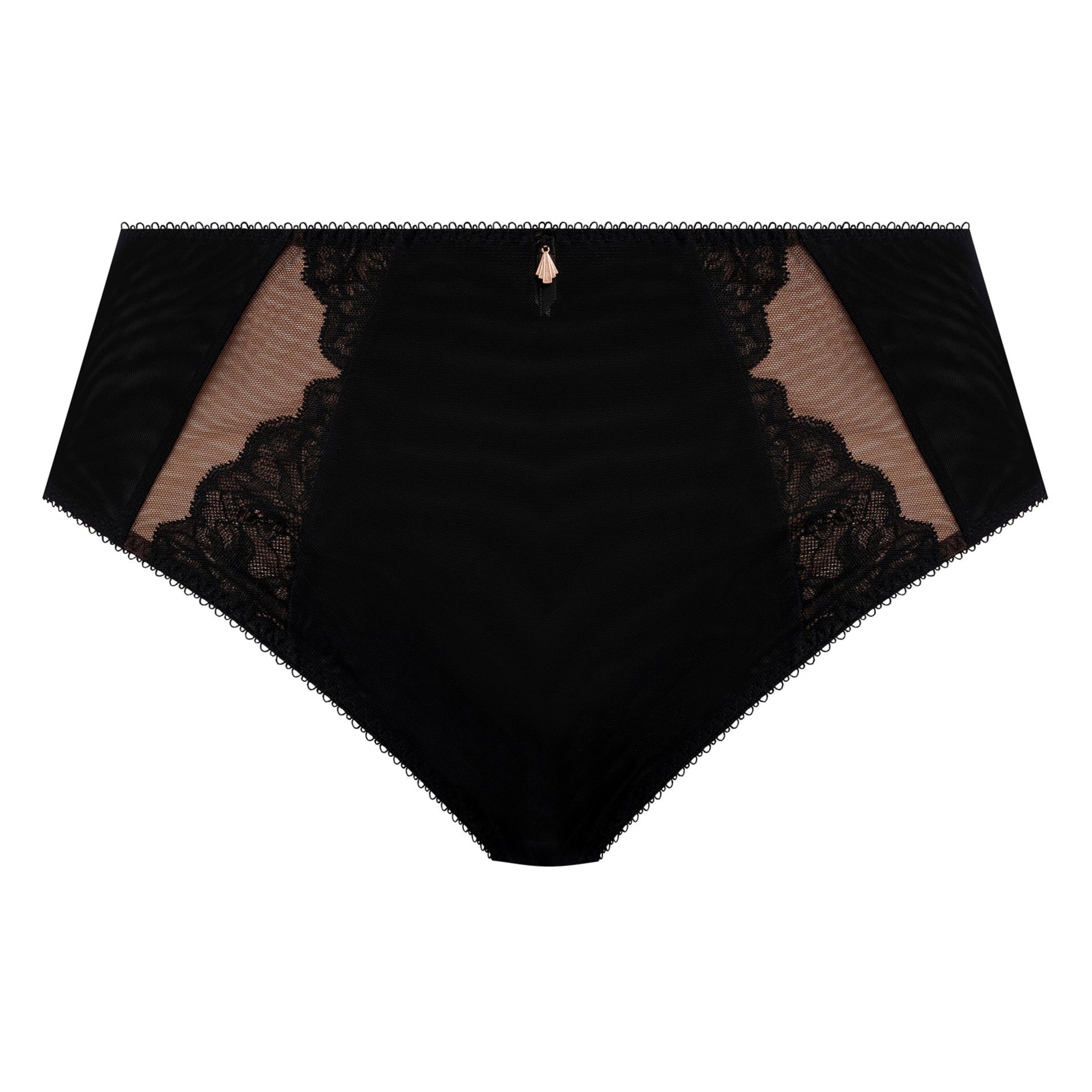 Black lace underwear on a white background