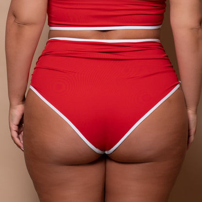 Azur Red Adjustable High Waist Bikini Briefs