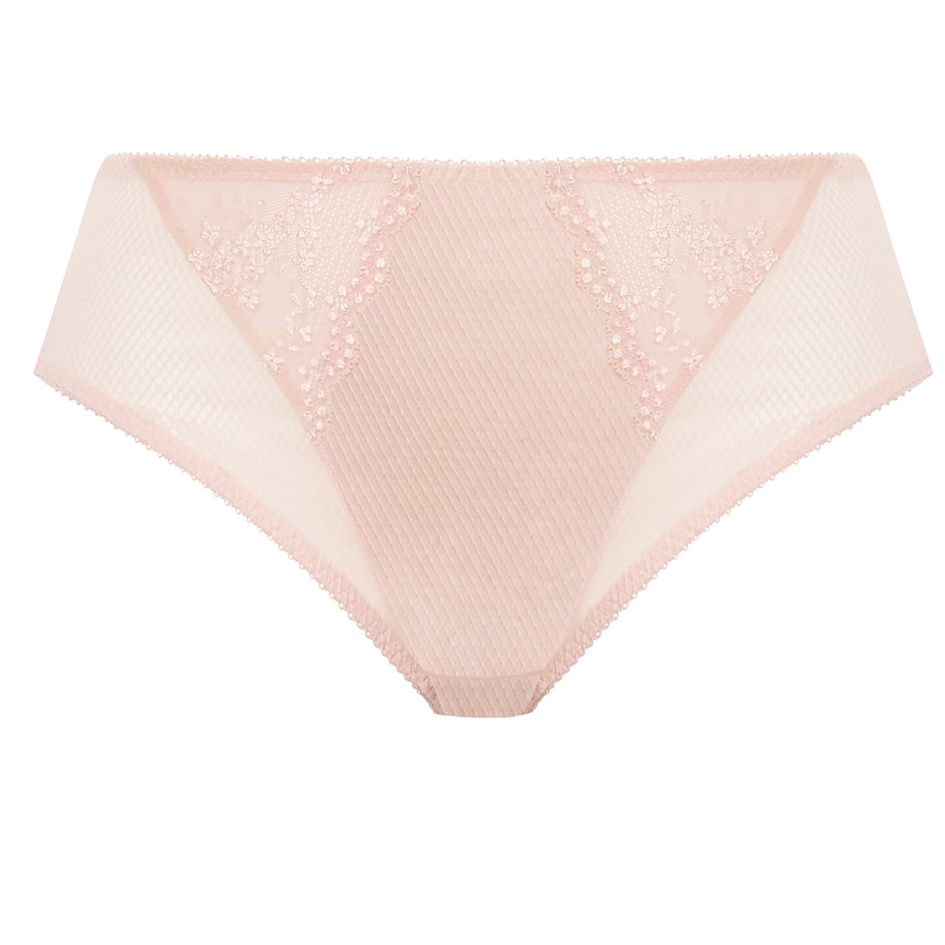 plussize high leg brief in pink lace and mesh