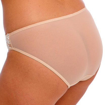 lingerie briefs in lace nude color with ivory flower accents