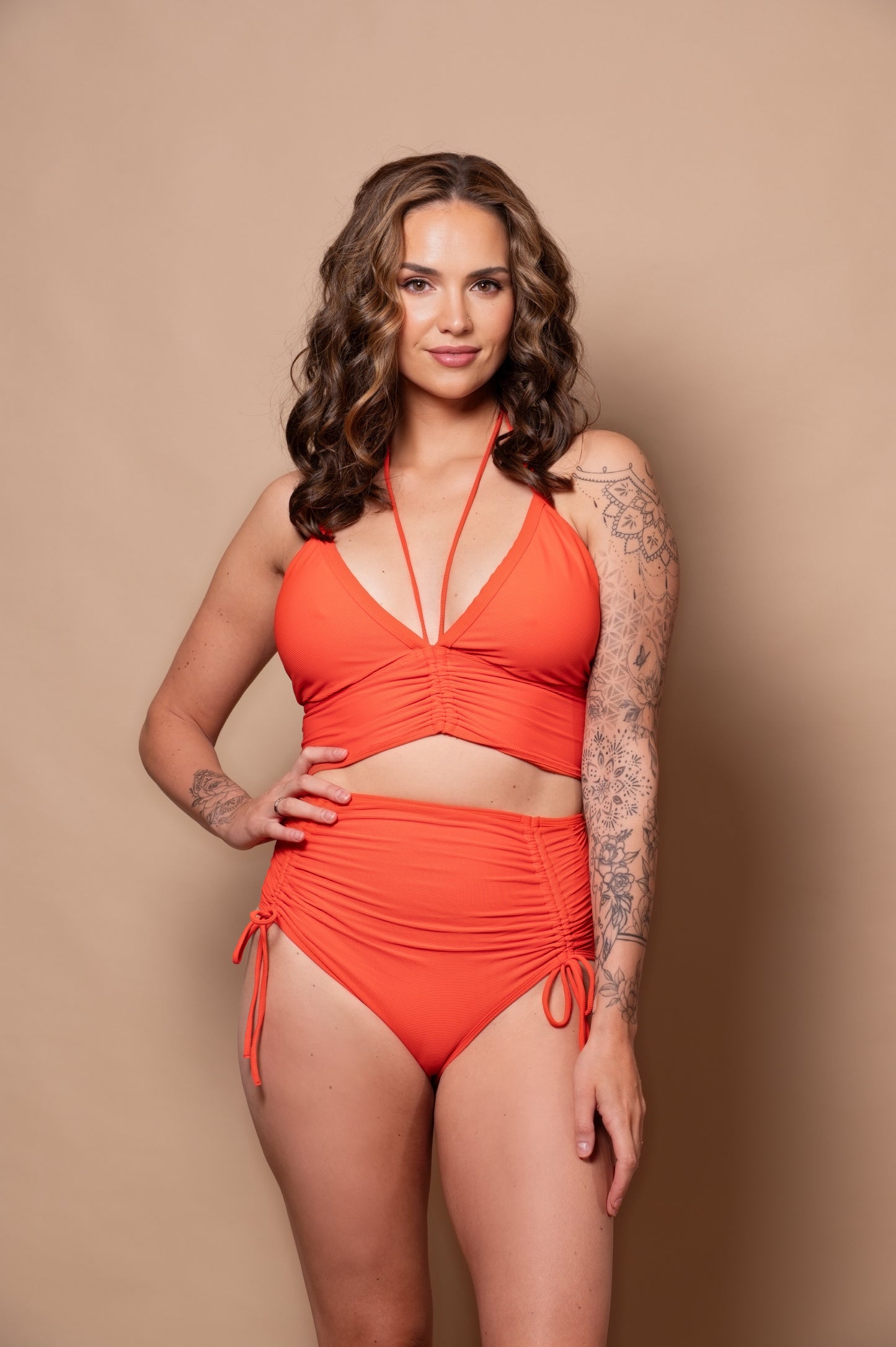Azur Orange Multiway Halter Bikini Top