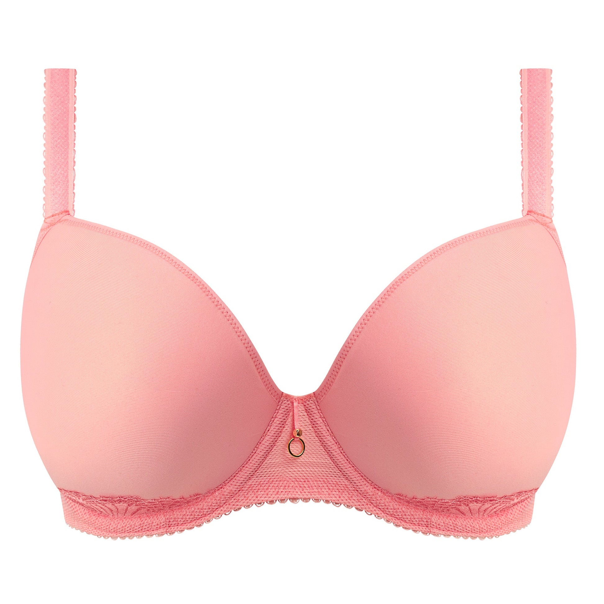  moulded plunge t shirt bra in peach color 