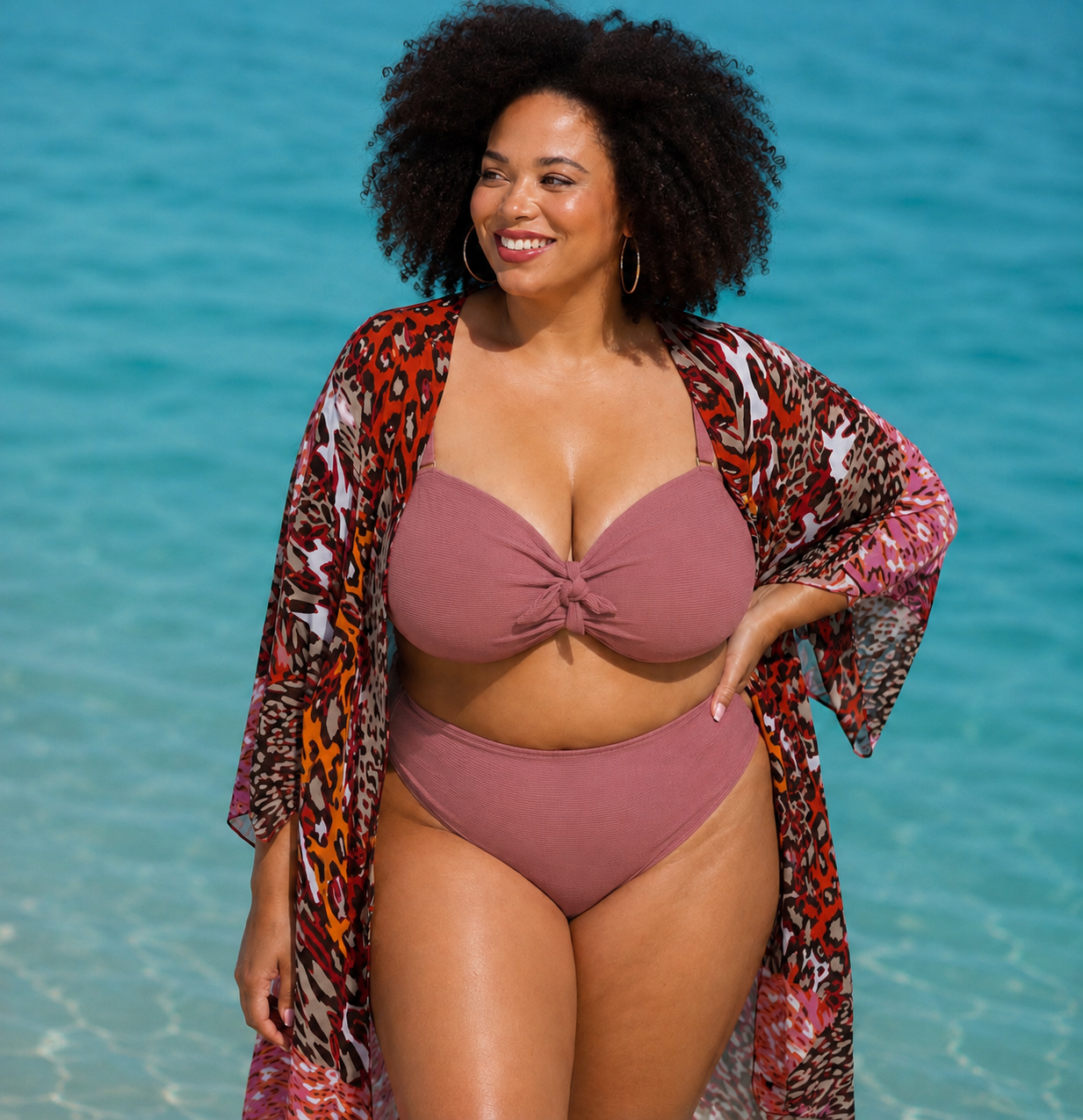 Rosewood Bandeau Multiway Bikini Top in pink with removable straps and silicone grip for support