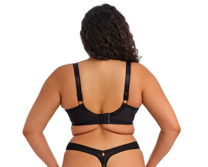 black padded big cup bra with lace and embroidered flowers in summer colours